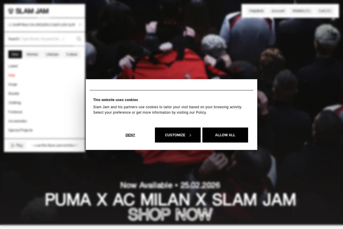 SLAM JAM homepage screenshot