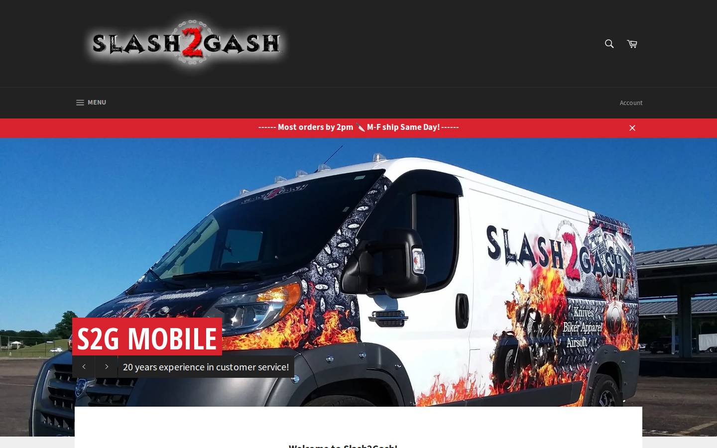 slash2gash.com homepage screenshot