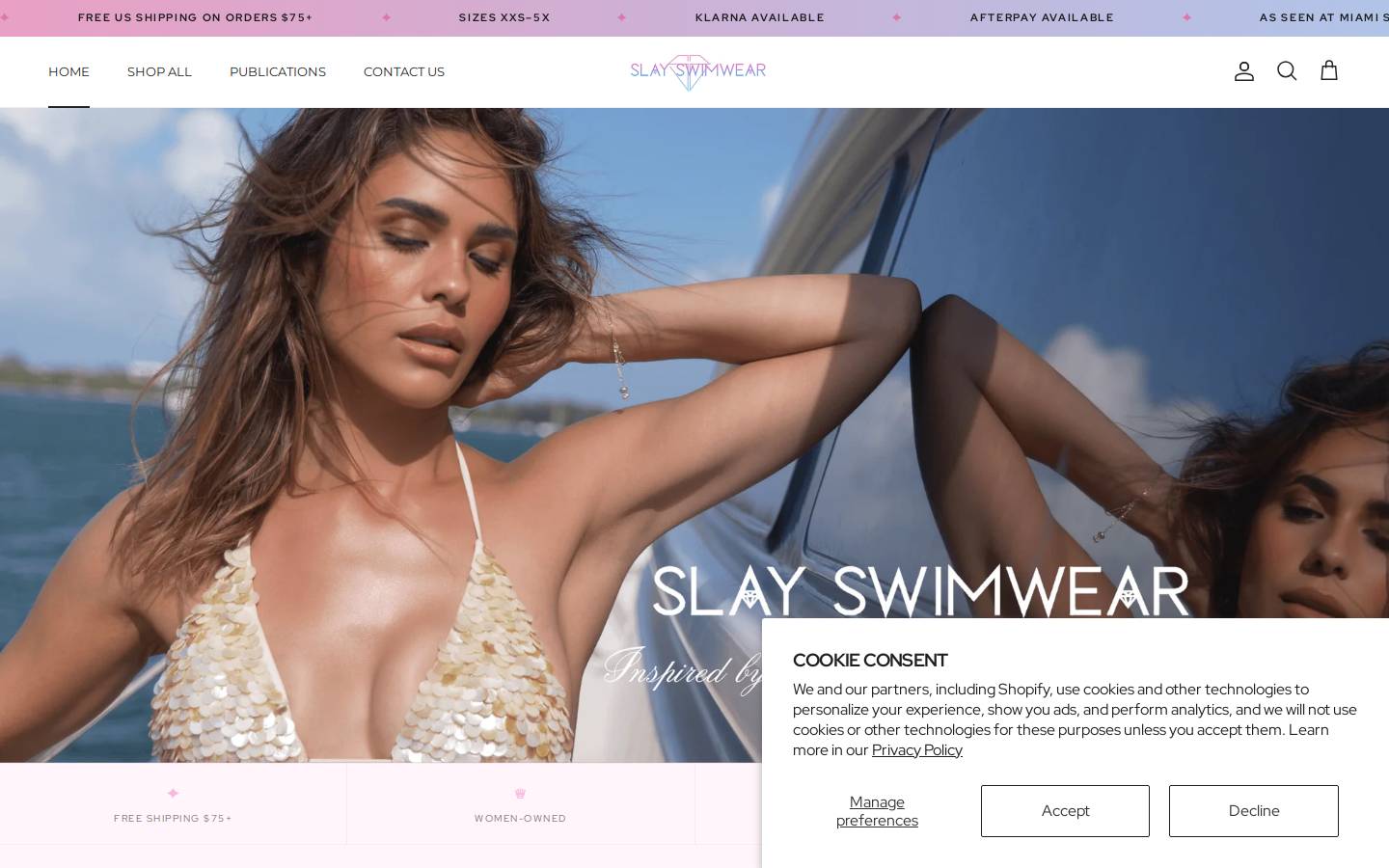 slayswimwear.com homepage screenshot