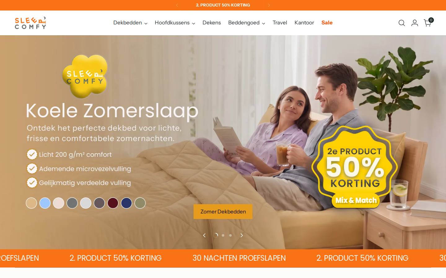 Sleep Comfy homepage screenshot
