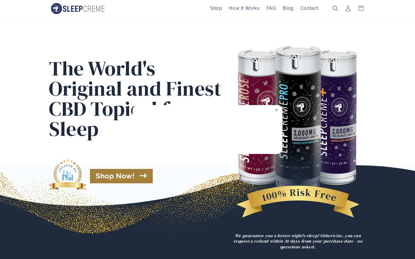 sleepcreme.com homepage screenshot