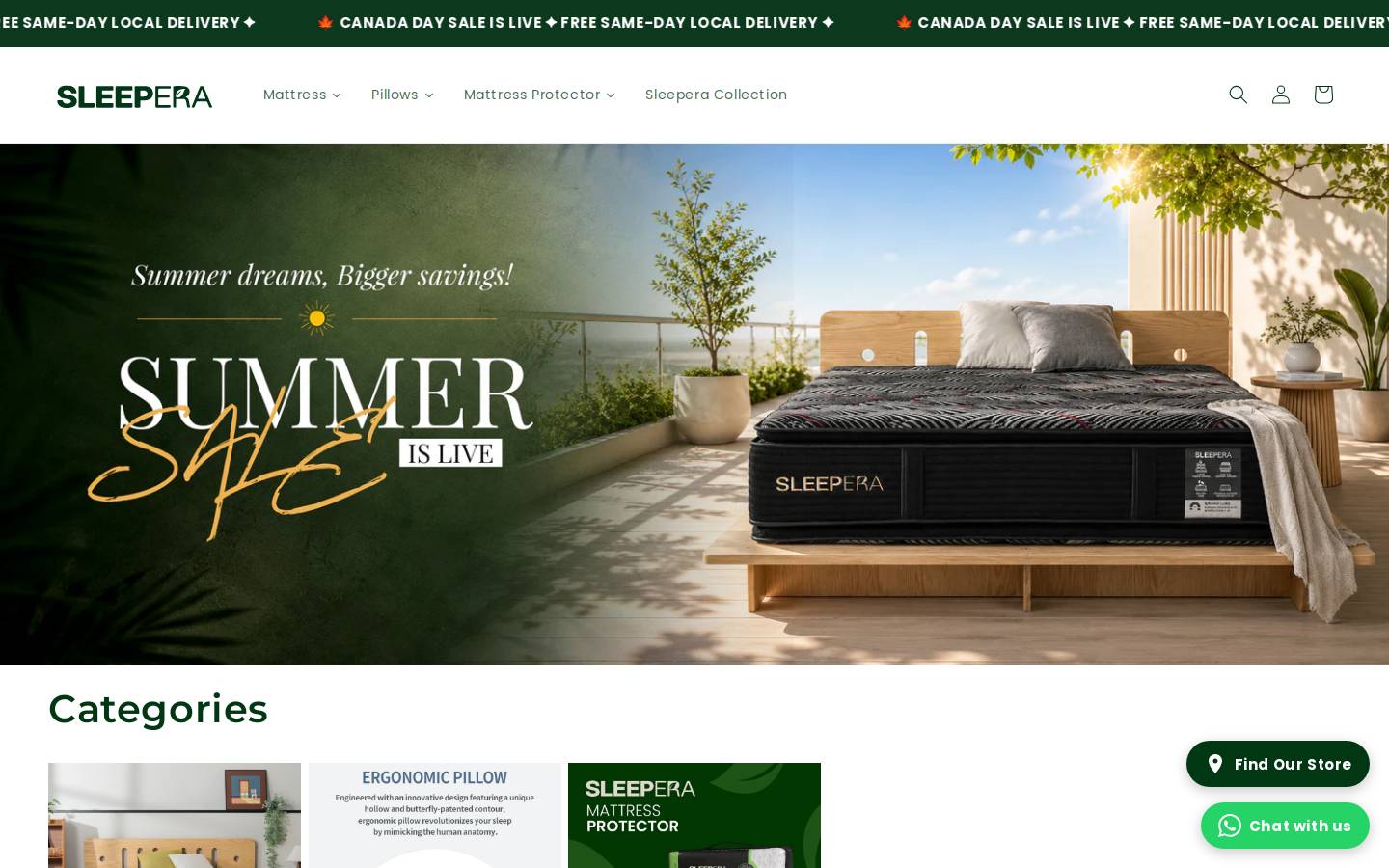 sleepera.ca homepage screenshot