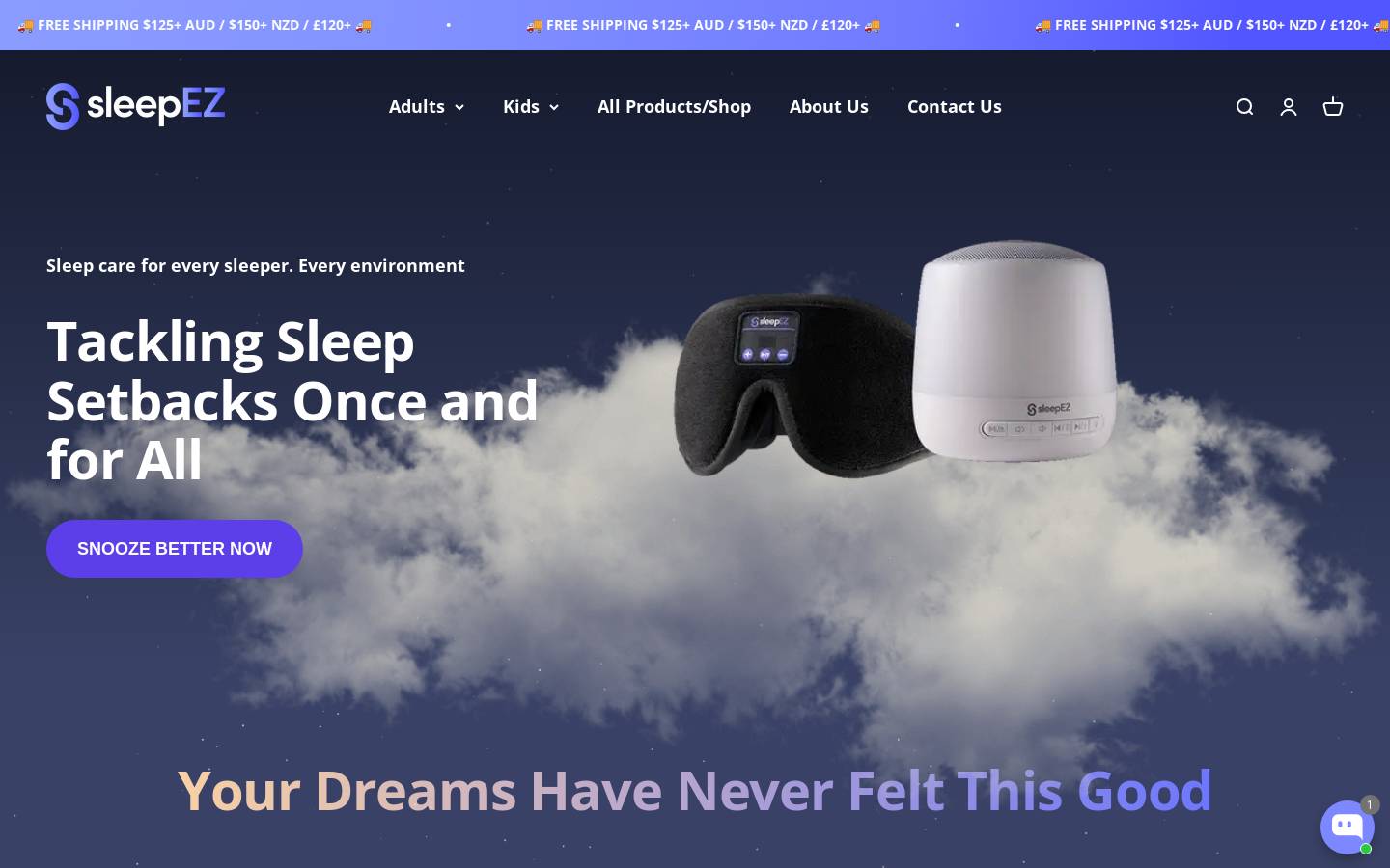 Sleep EZ homepage screenshot