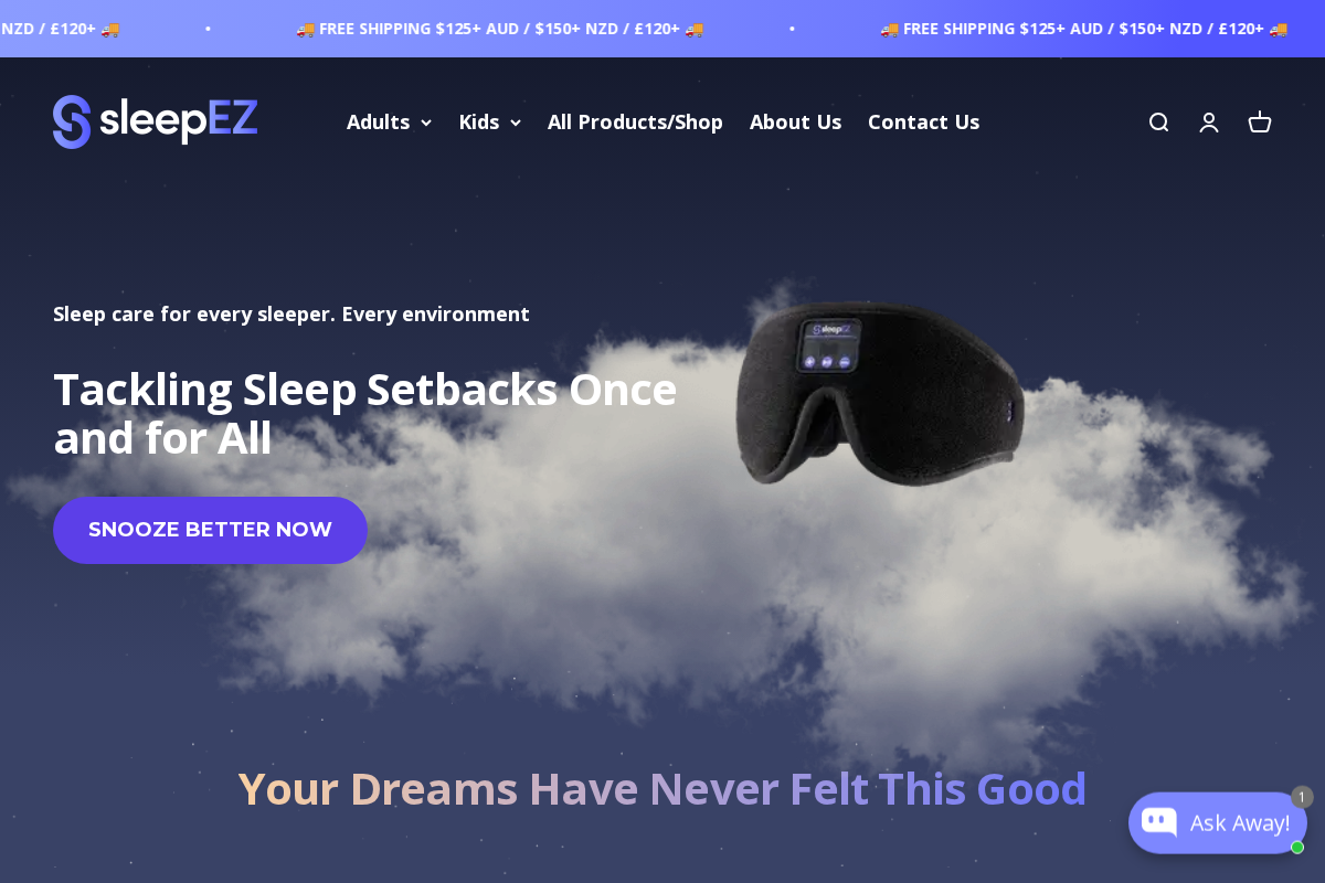 Sleep EZ homepage screenshot