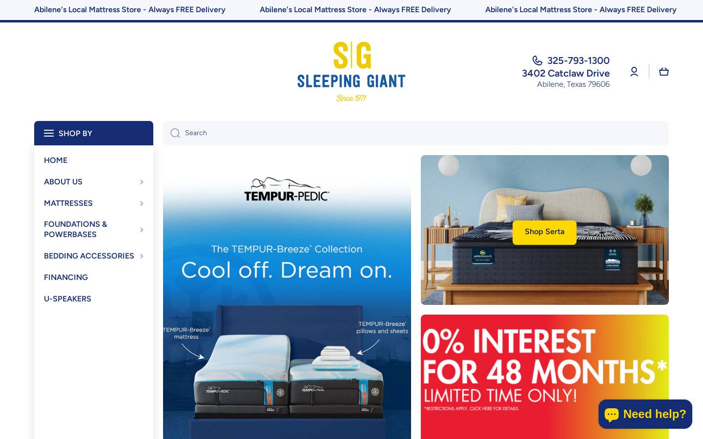 sleepinggianttexas.com homepage screenshot