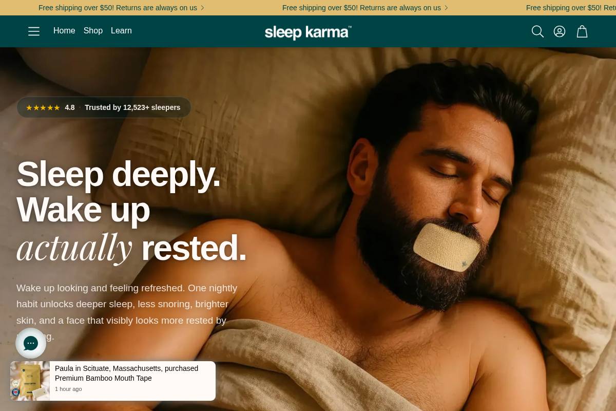 Sleep Karma homepage screenshot