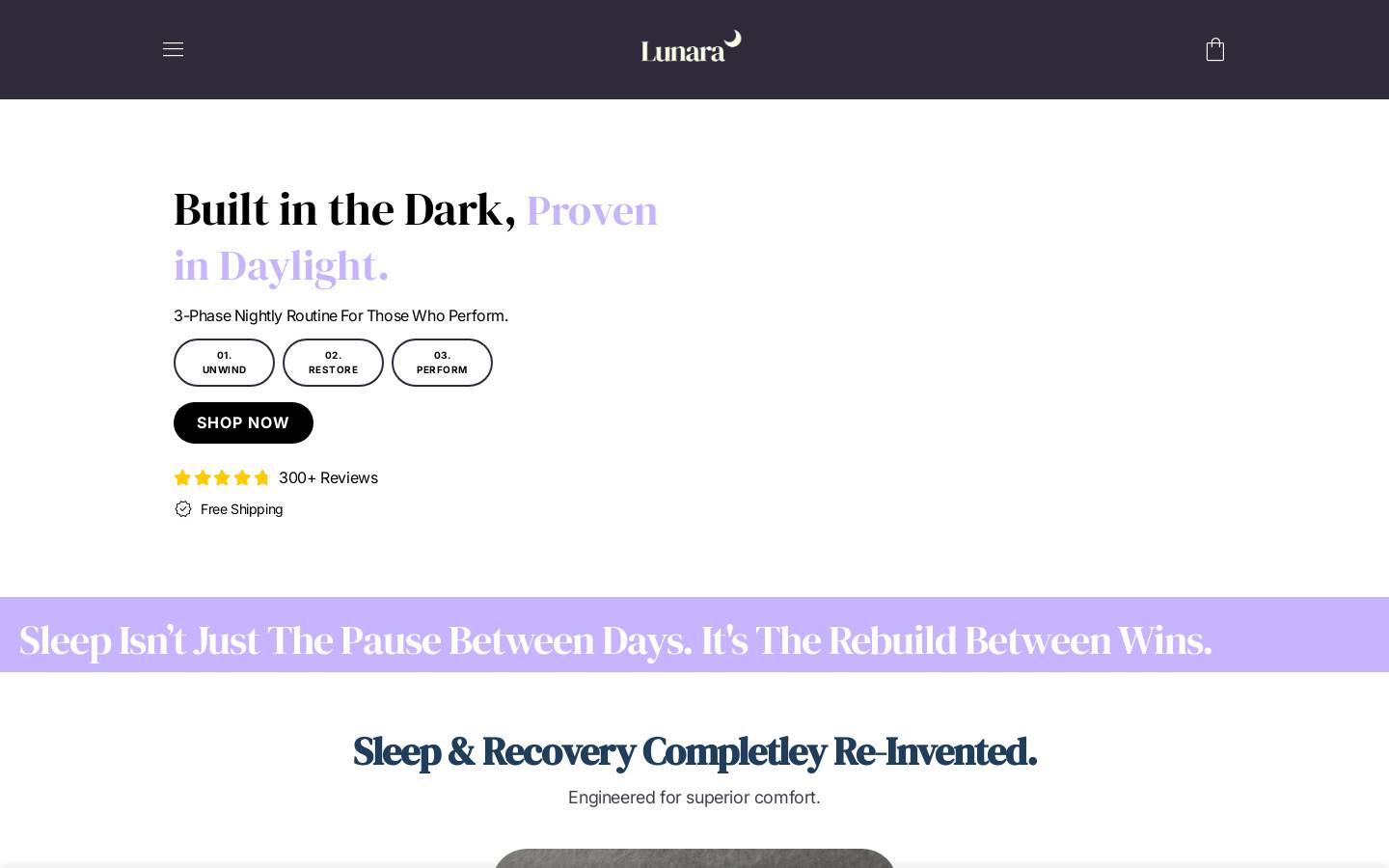sleeplunara.com homepage screenshot