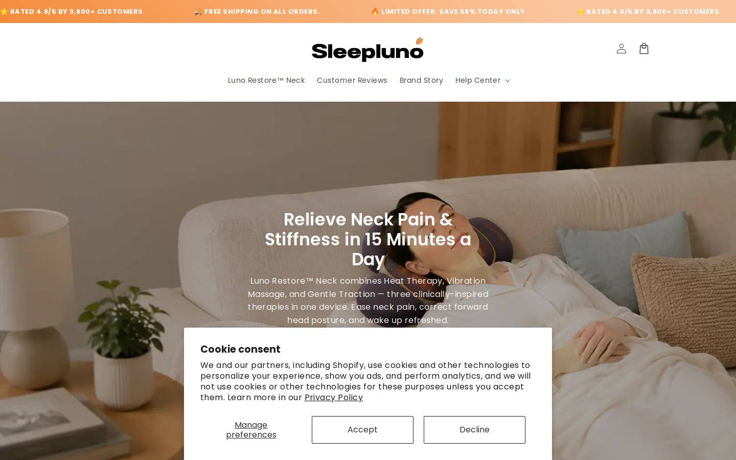 sleepluno.com homepage screenshot