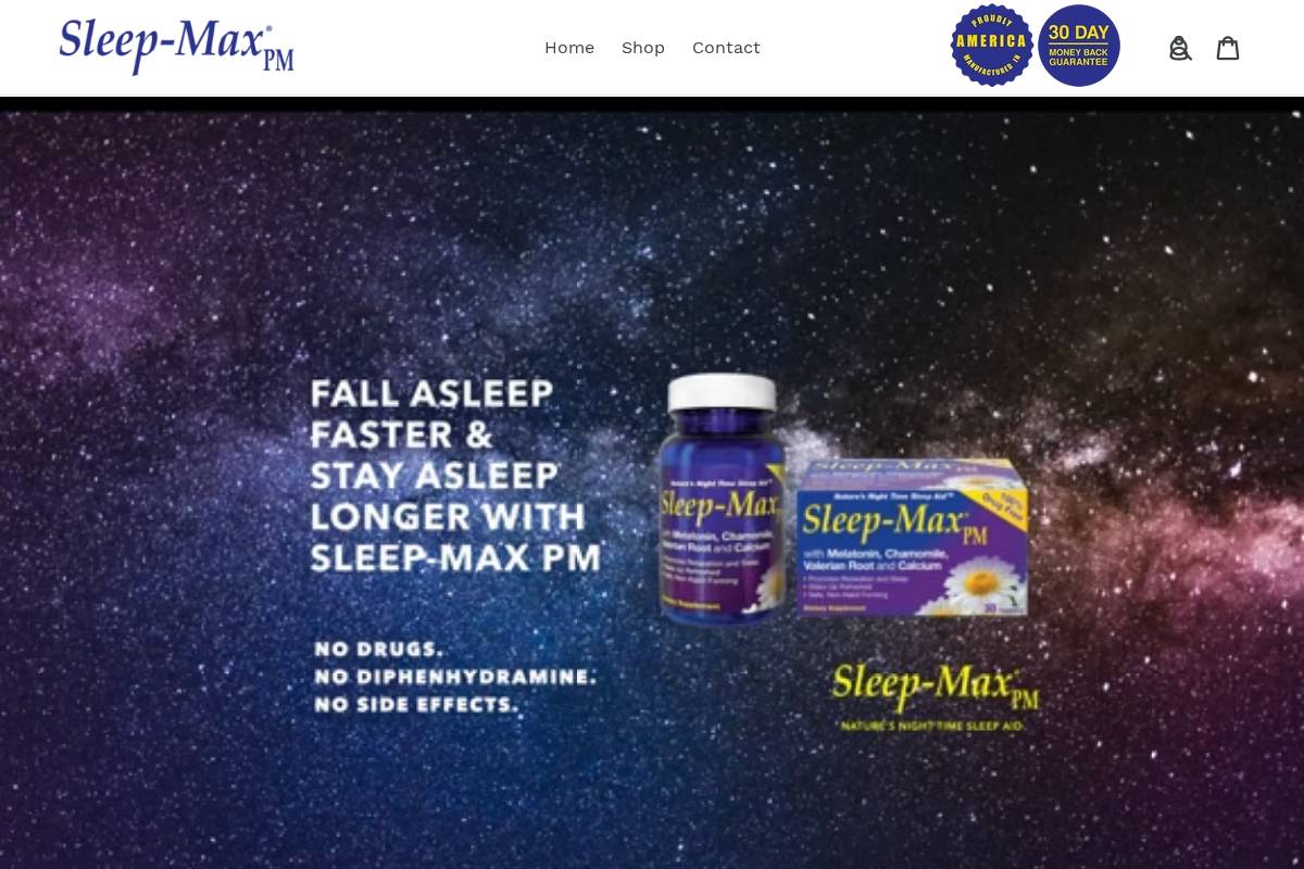 sleepmaxpm.com homepage screenshot