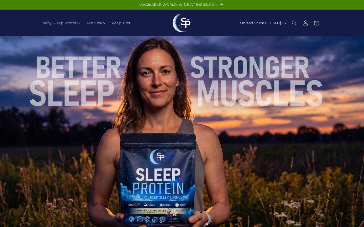 sleepprotein.com homepage screenshot