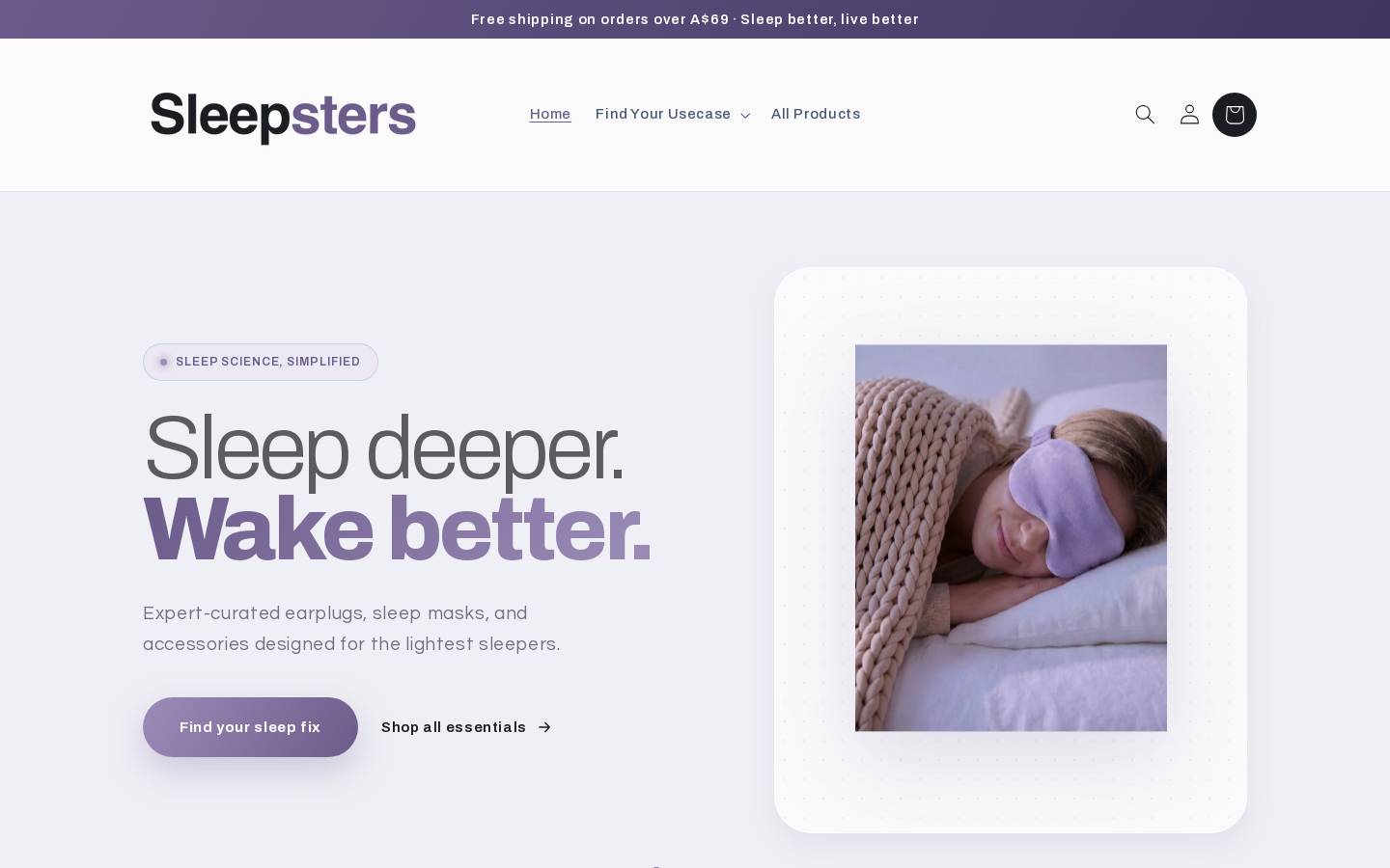 sleepsters.com homepage screenshot