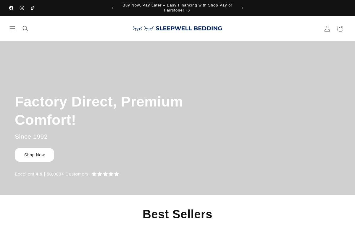 sleepwellbedding.ca homepage screenshot