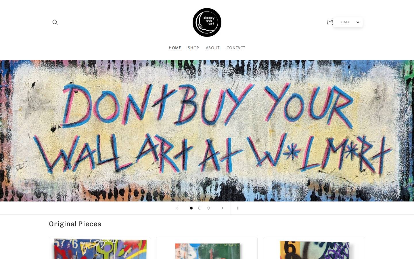 sleepyeyeart.com homepage screenshot