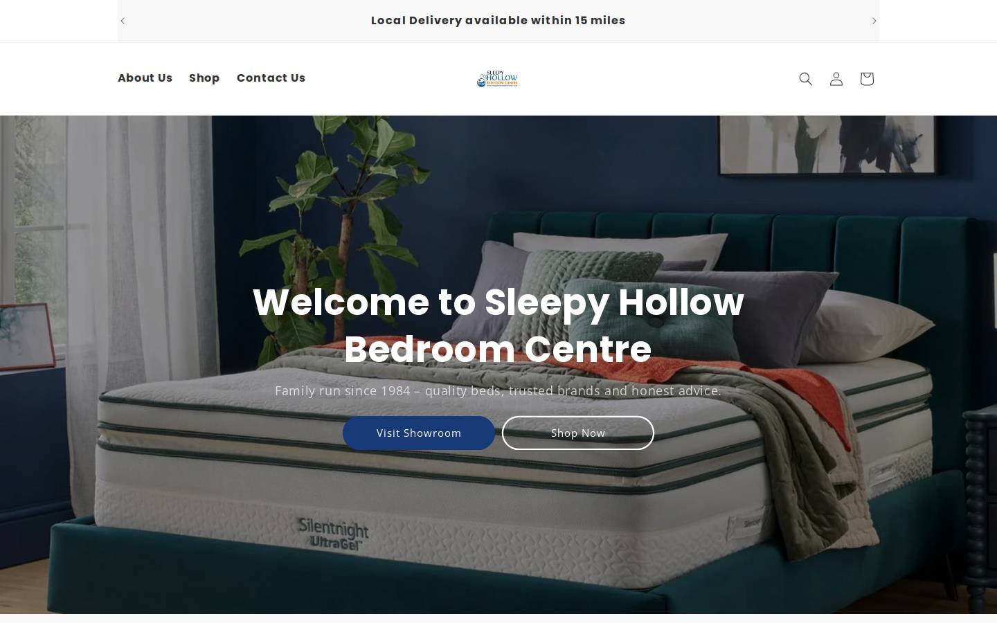 Sleepy Hollow Beds homepage screenshot