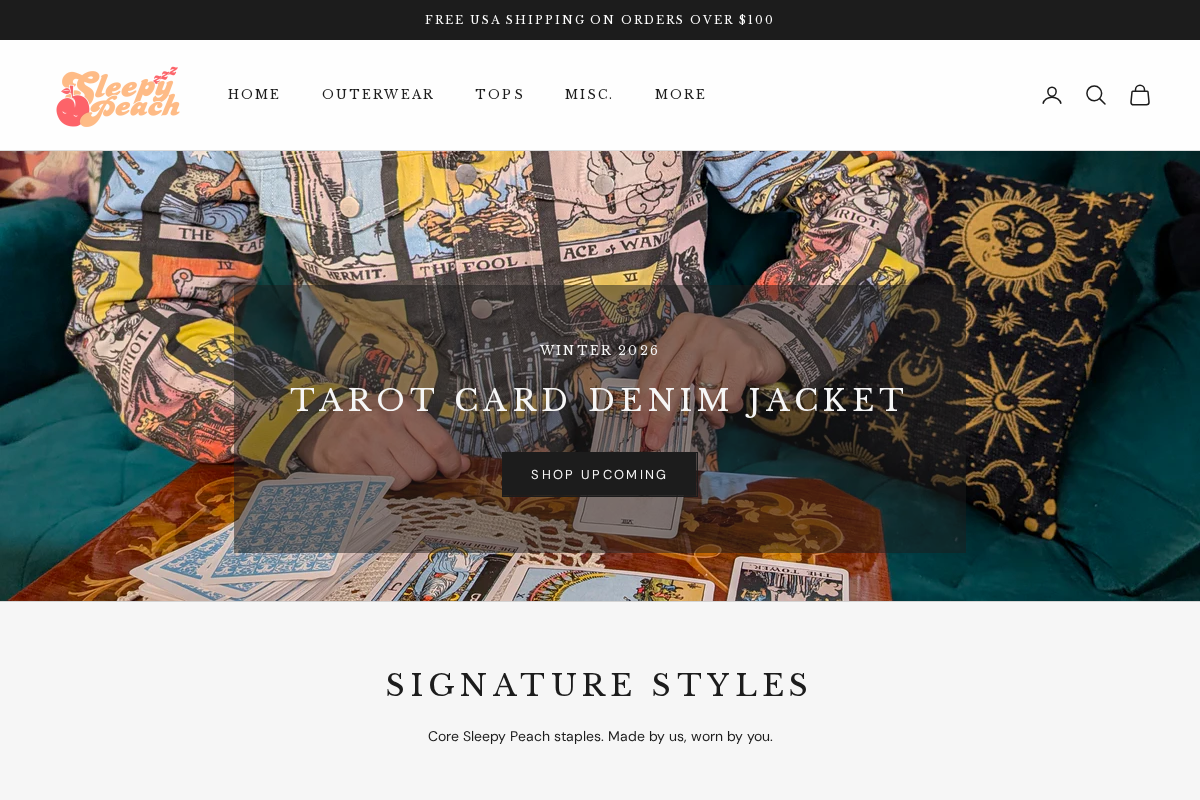 sleepypeach.com homepage screenshot