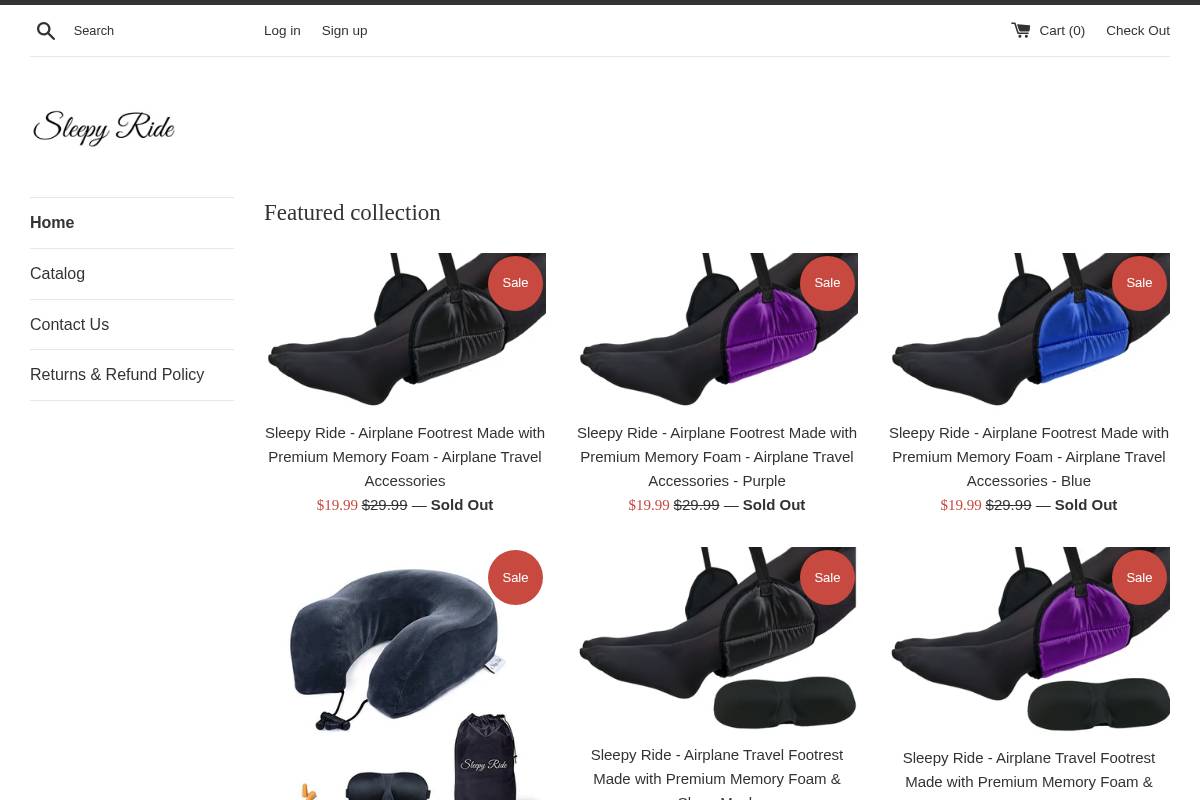 sleepyride.com homepage screenshot