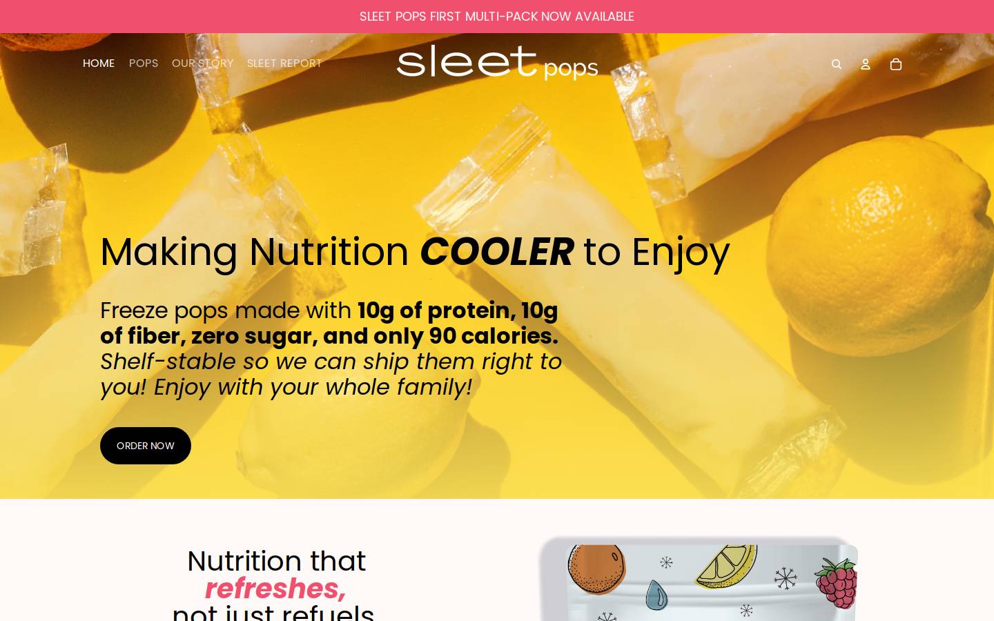 sleetpops.com homepage screenshot