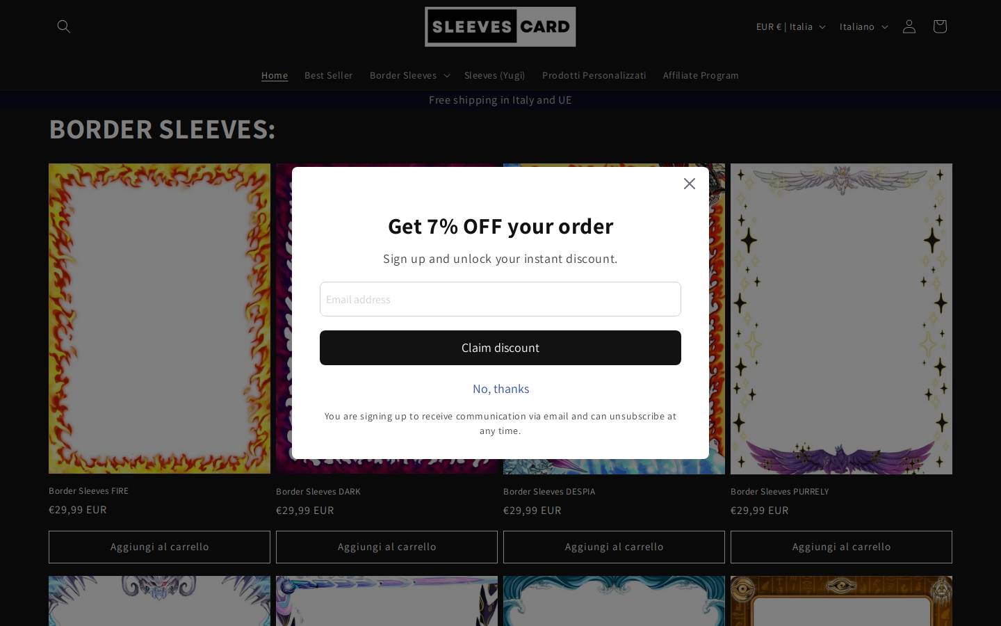 sleevescard.com homepage screenshot