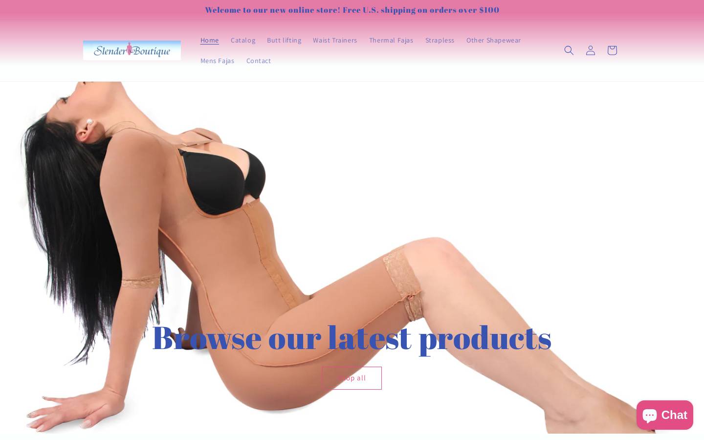 slenderboutique.com homepage screenshot