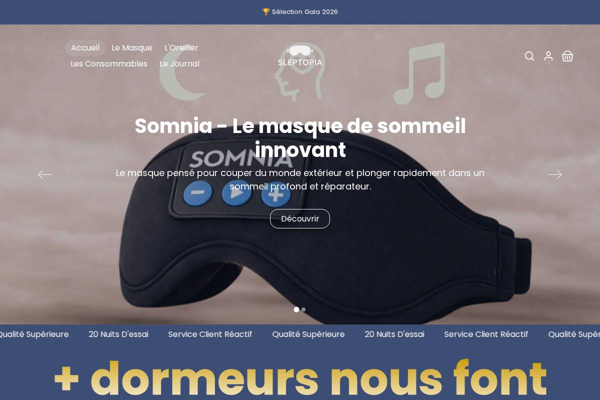 sleptopia.com homepage screenshot