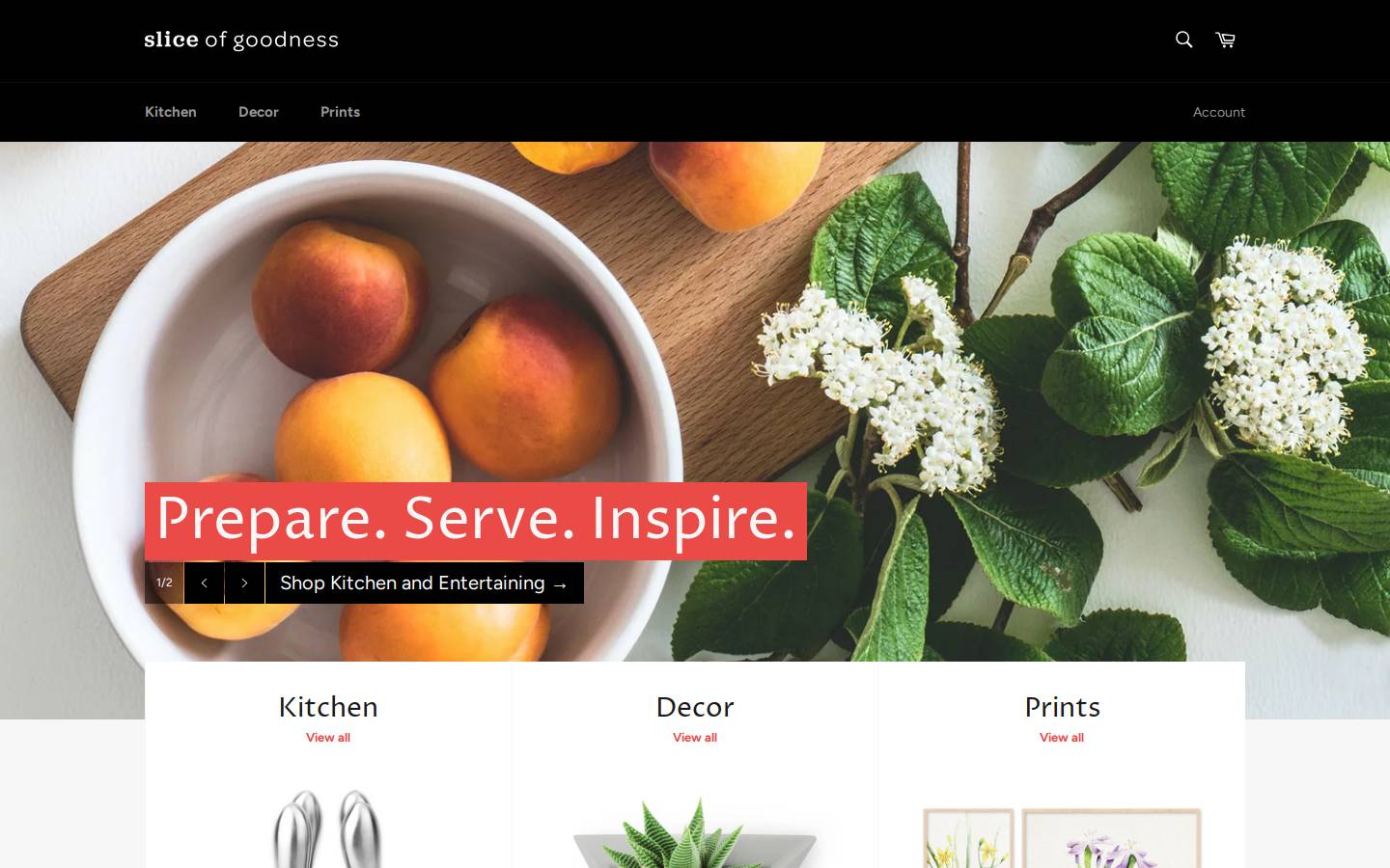 sliceofgoodness.com homepage screenshot