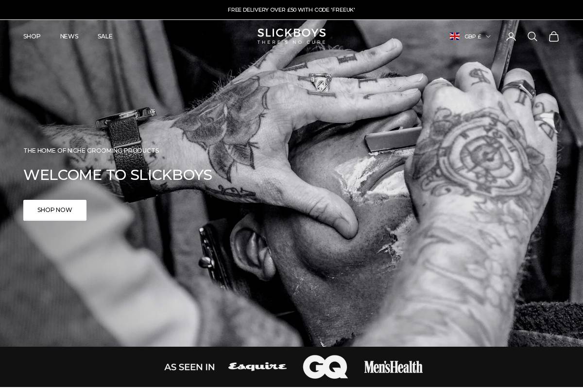 Slickboys homepage screenshot
