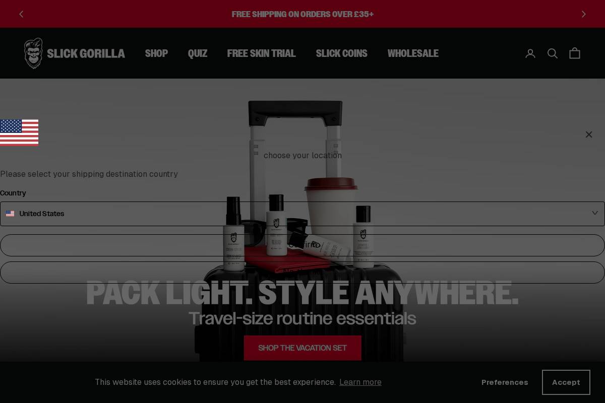Slick Gorilla homepage screenshot