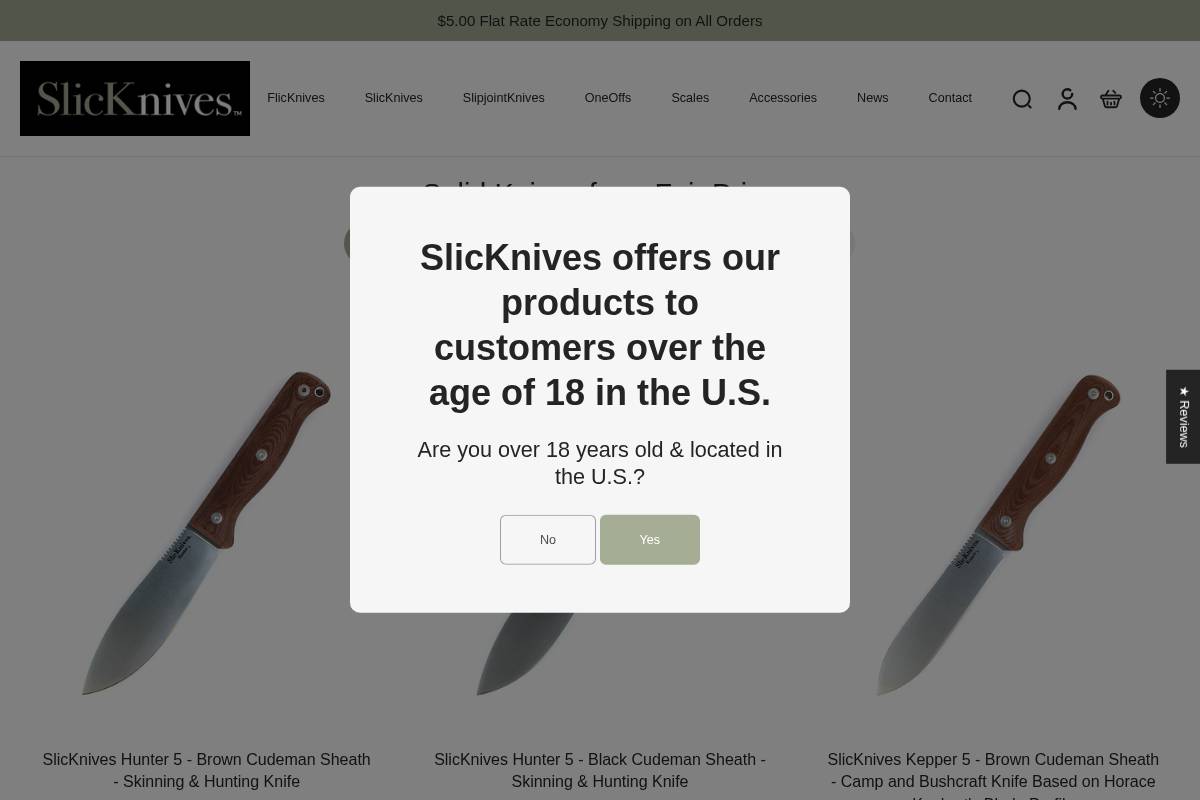 slicknives.com homepage screenshot