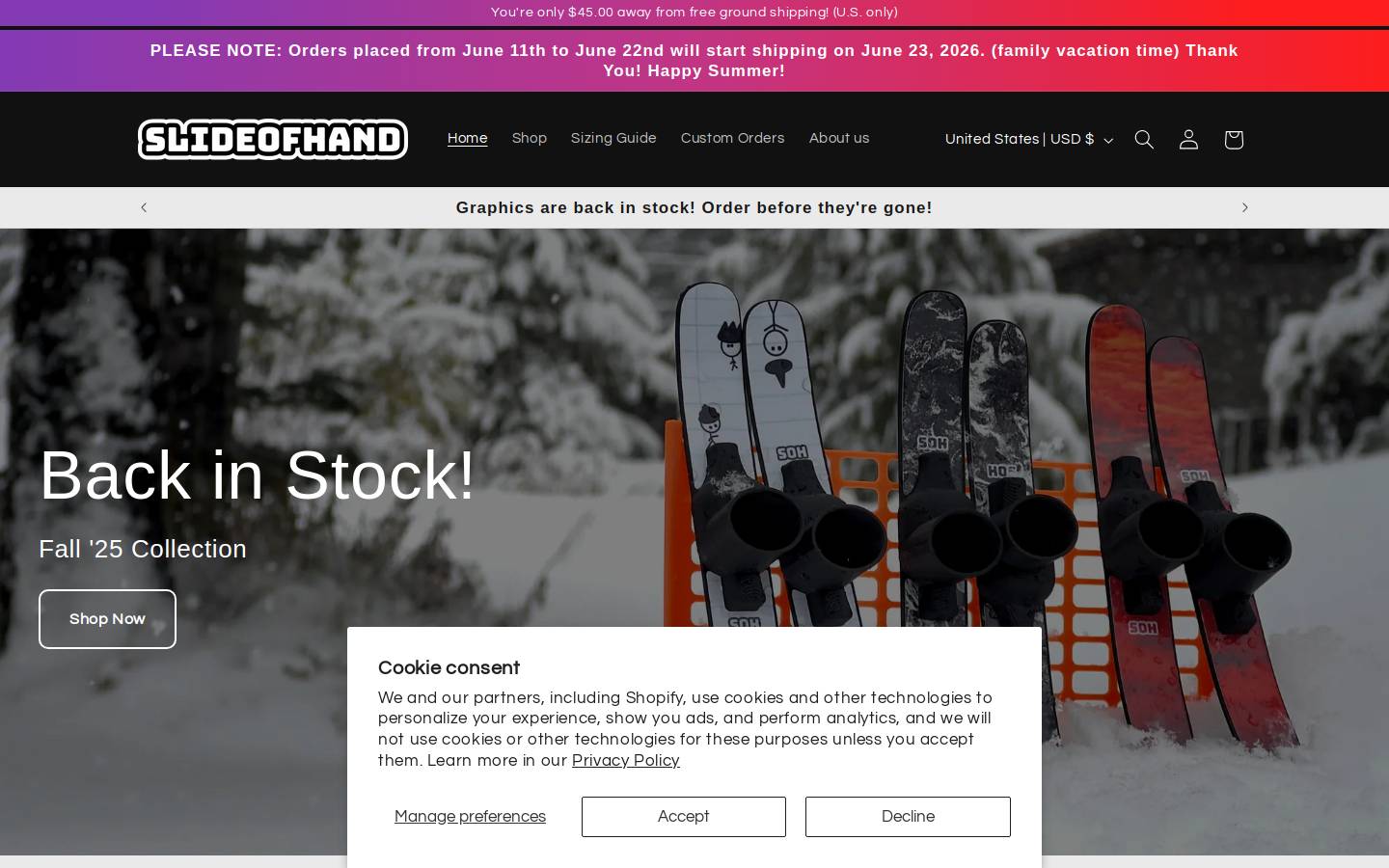 slideofhandsnow.com homepage screenshot