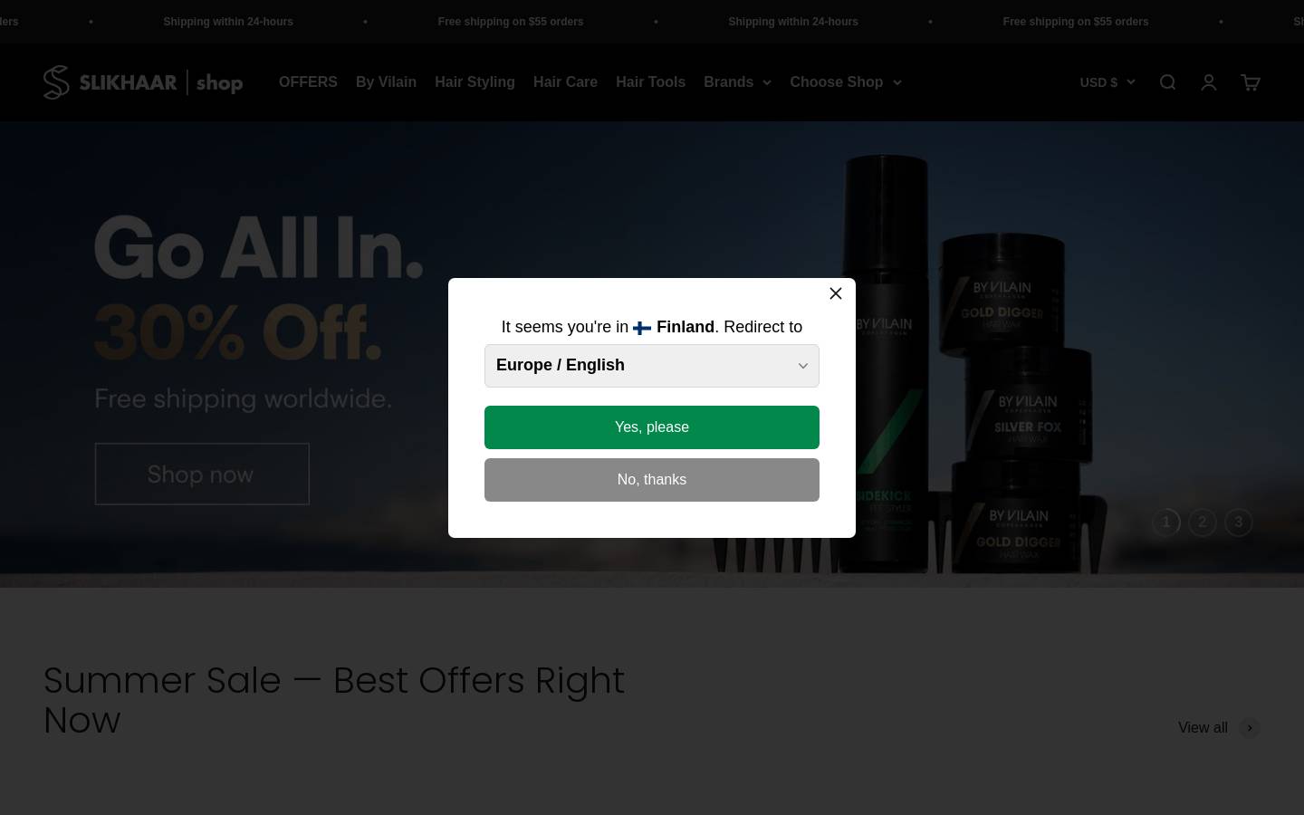 SlikhaarShop A/S homepage screenshot