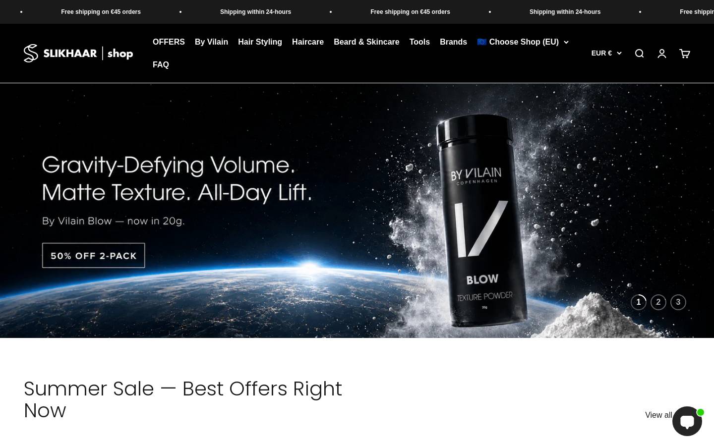 SlikhaarShop A/S homepage screenshot