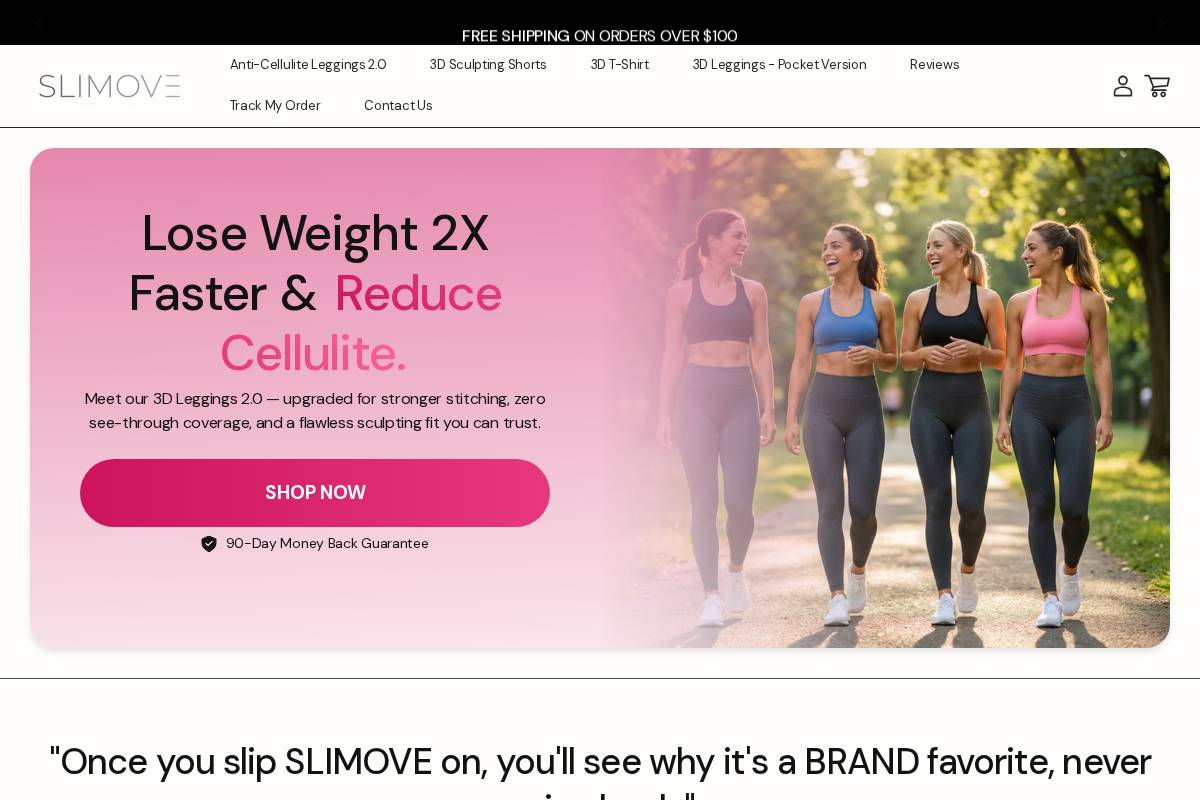 Slimove homepage screenshot