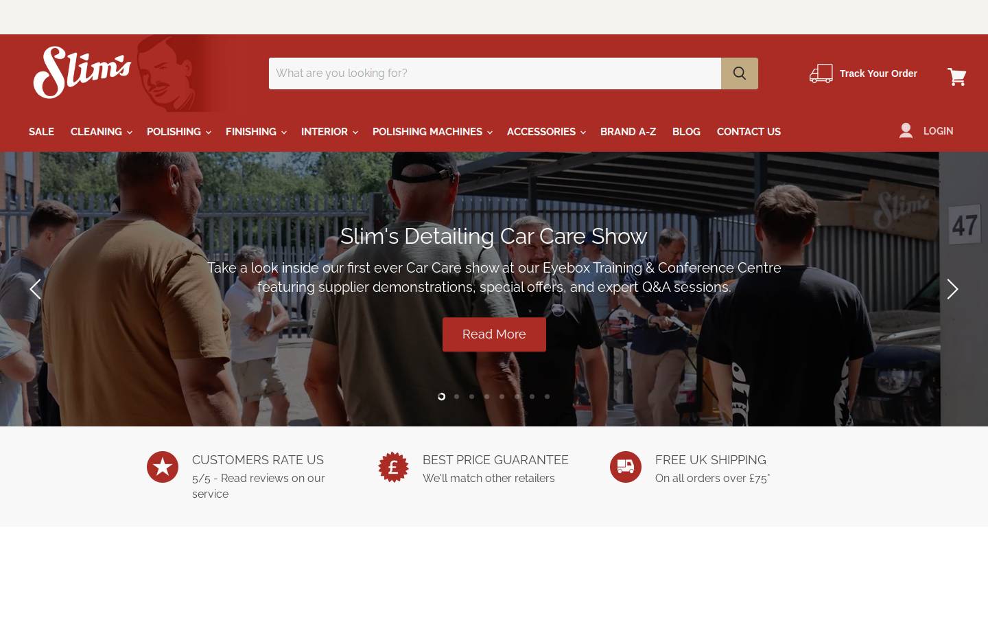 Slim's Detailing homepage screenshot