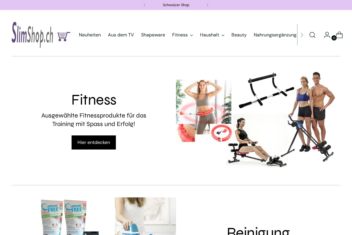 Slimshop homepage screenshot