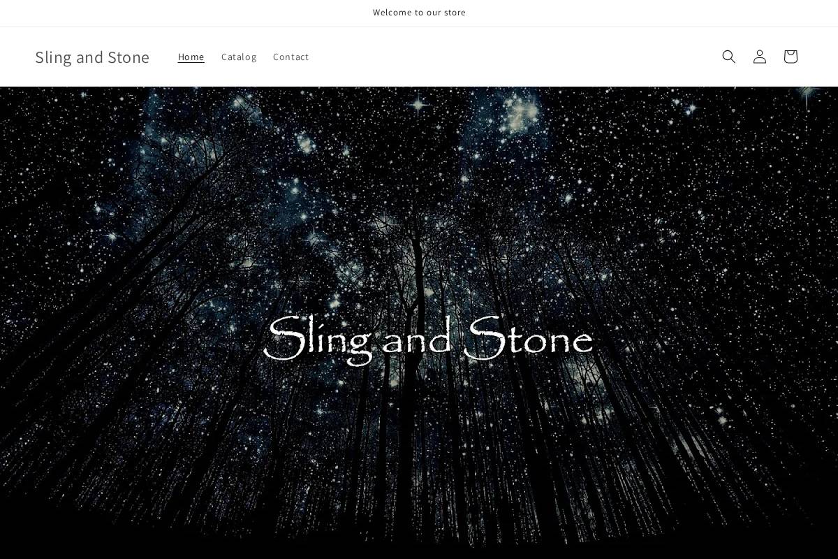 slingandstonemerch.com homepage screenshot