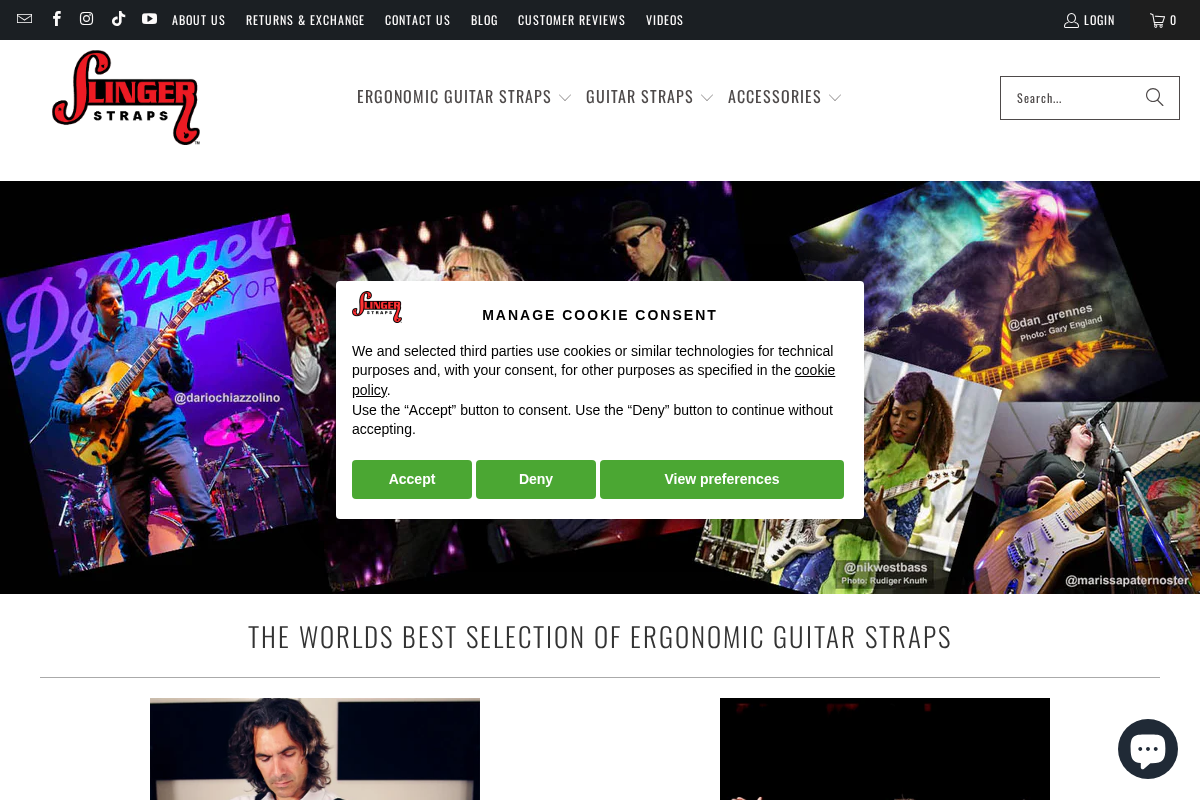 slingerstraps.com homepage screenshot