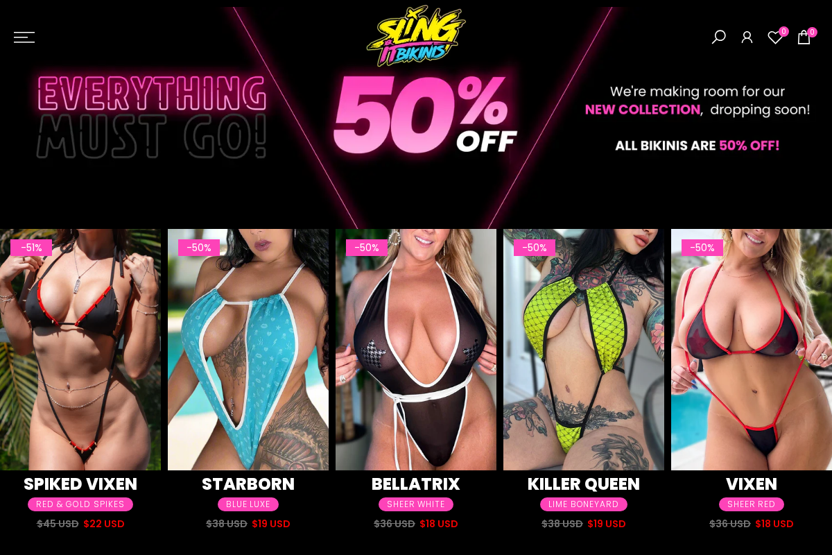 Sling It Bikinis homepage screenshot