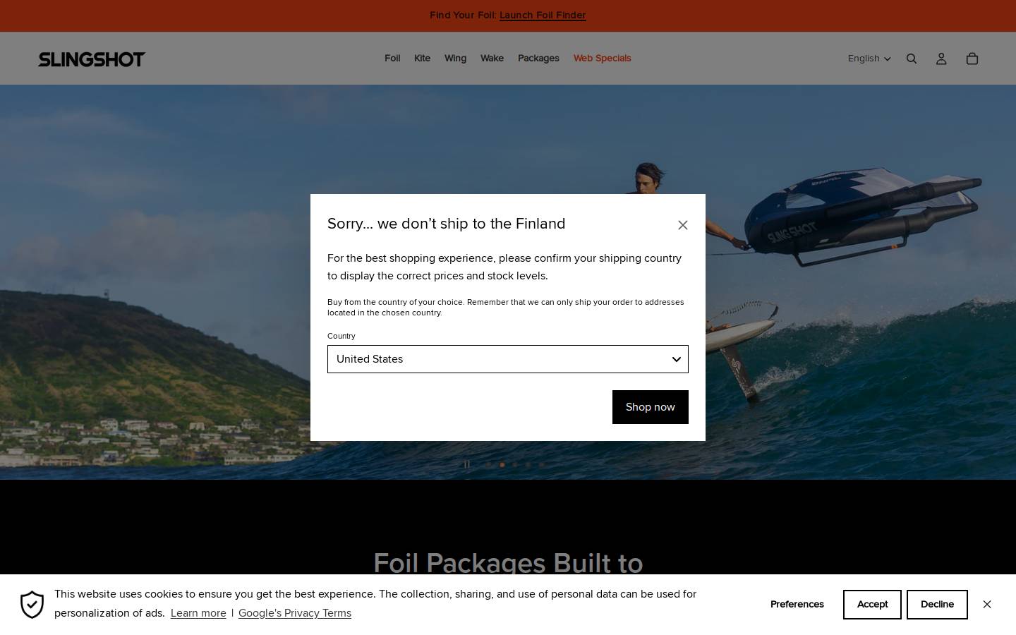 Slingshot Sports homepage screenshot