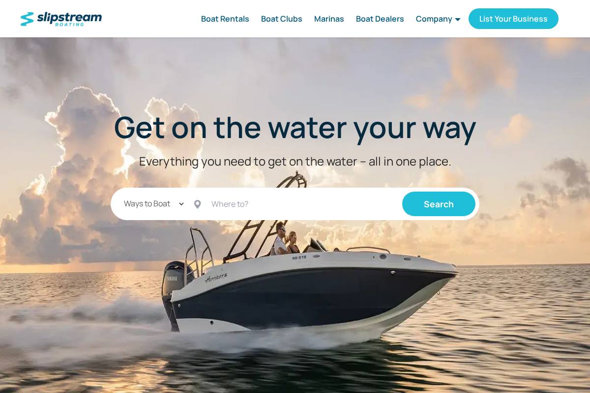 Slipstreamboating homepage screenshot