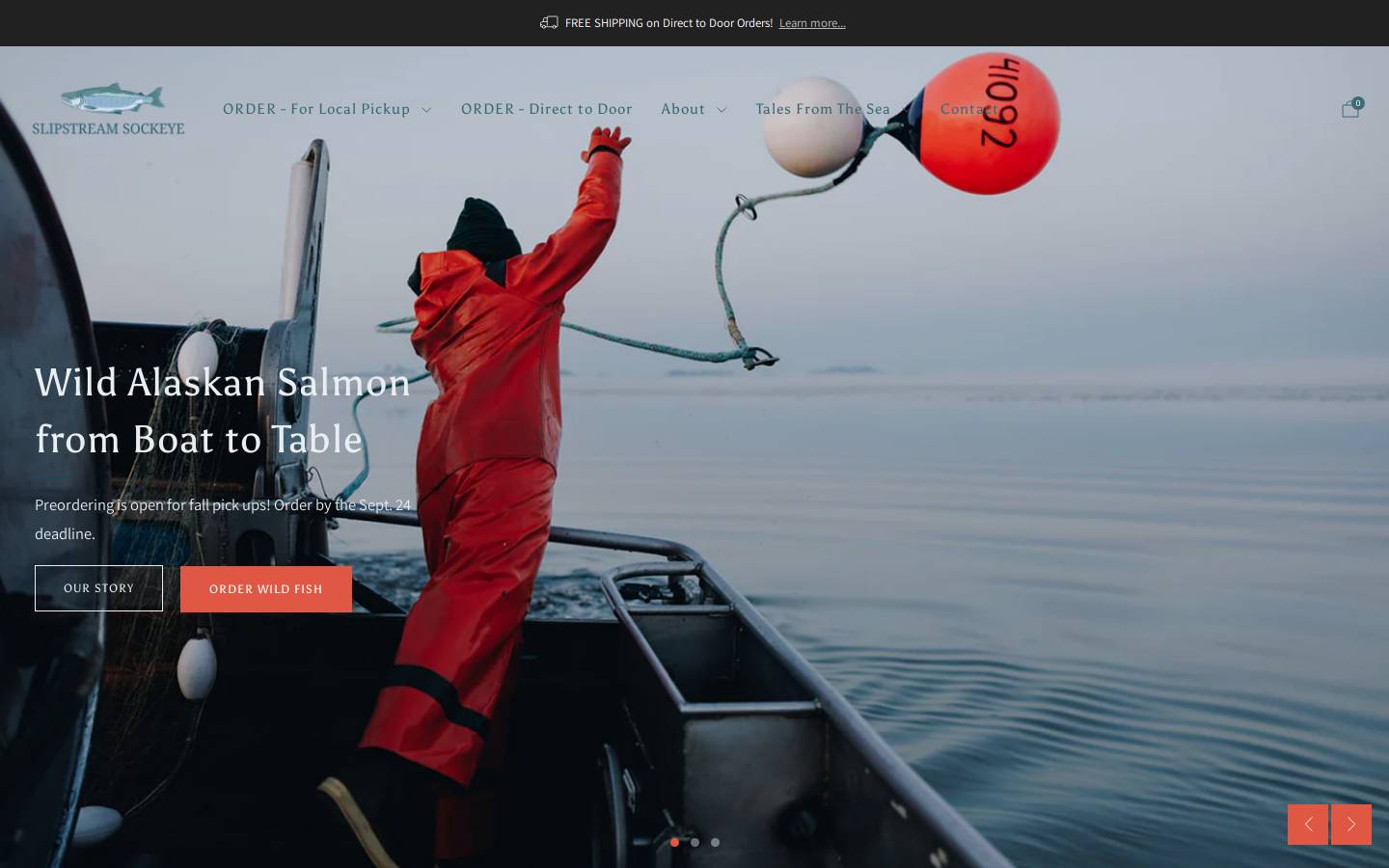 slipstreamsockeye.com homepage screenshot