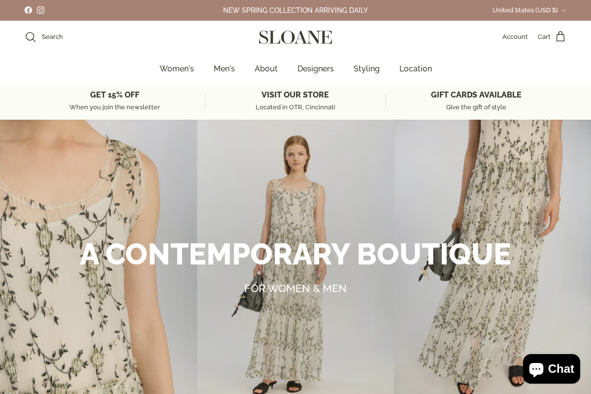 sloaneboutique.com homepage screenshot
