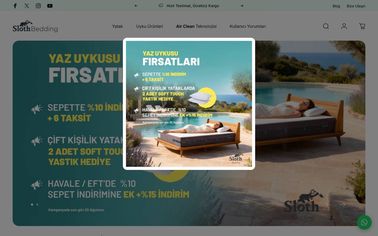 slothbedding.com homepage screenshot