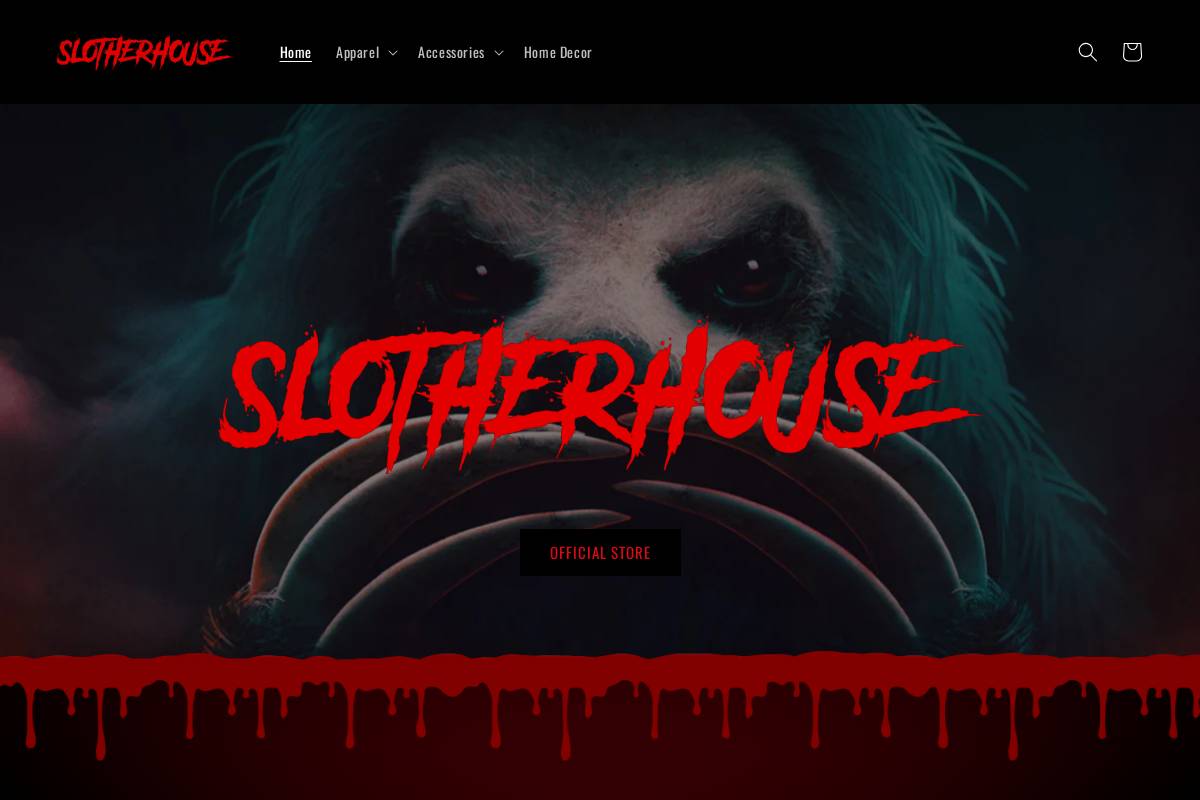 slotherhouseofficialshop.com homepage screenshot