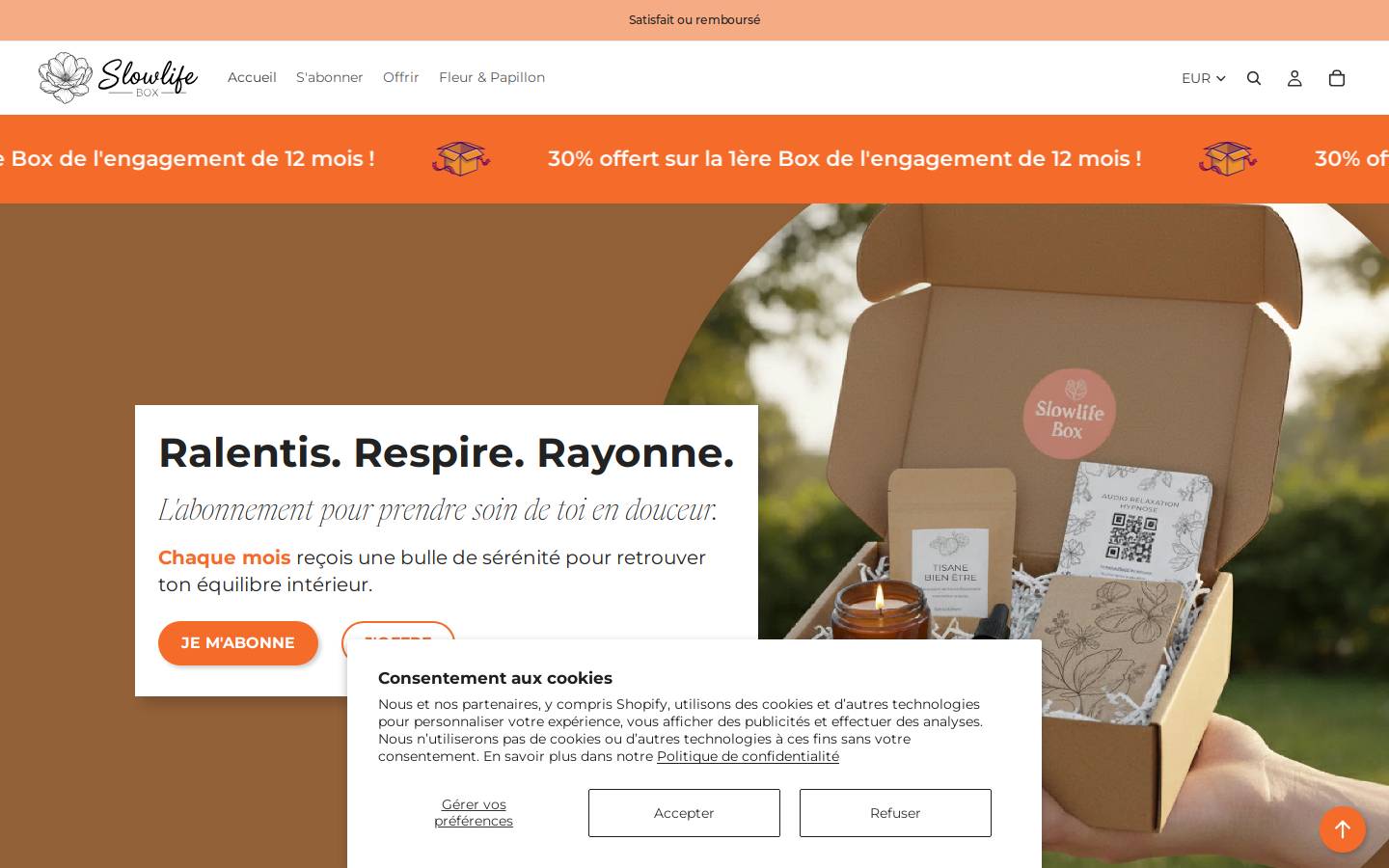 slowlifebox.com homepage screenshot