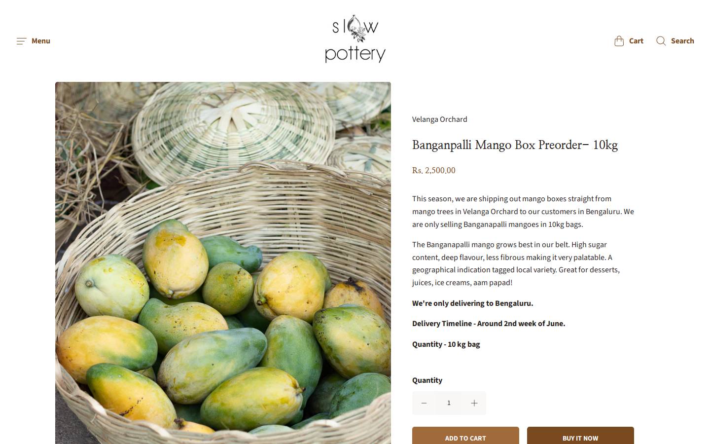 slowpottery.com homepage screenshot