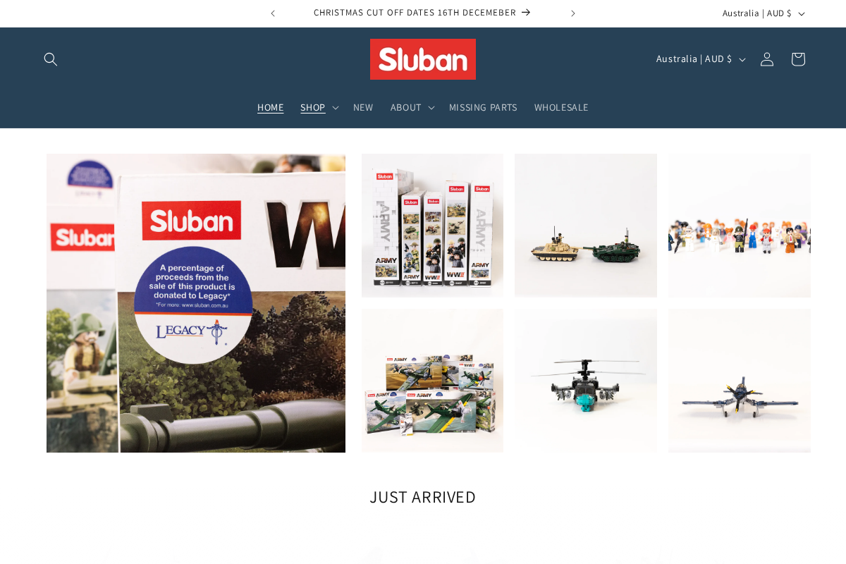 Sluban Australia homepage screenshot