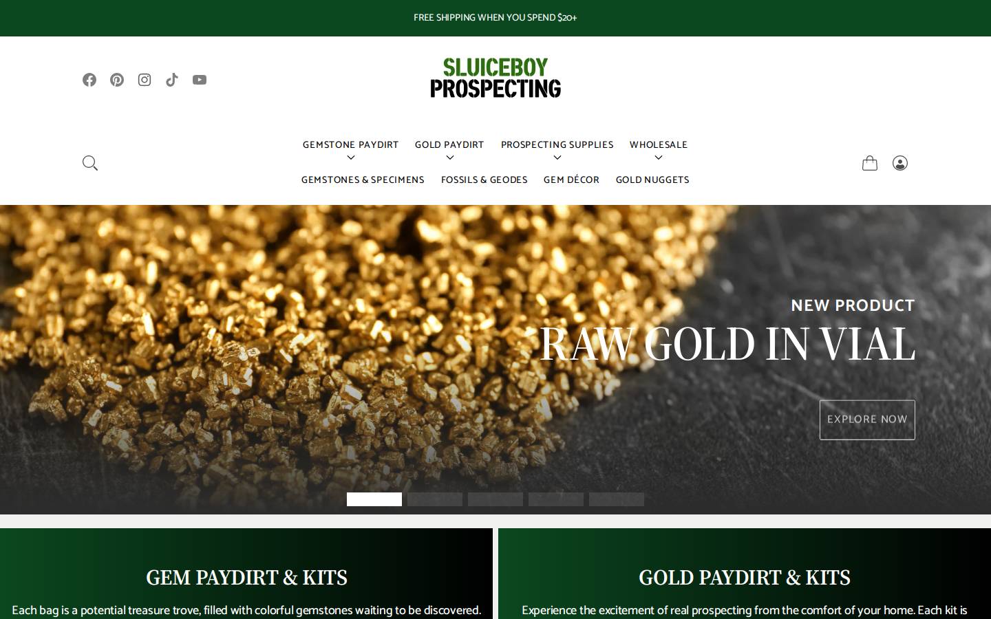 Sluiceboyprospecting homepage screenshot