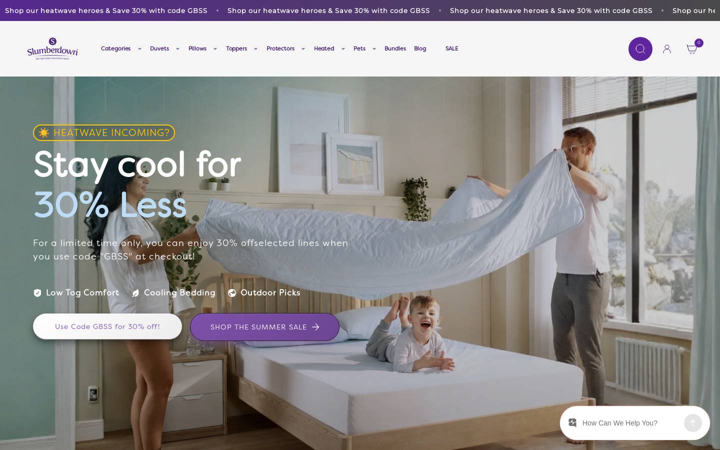 Slumberdown homepage screenshot