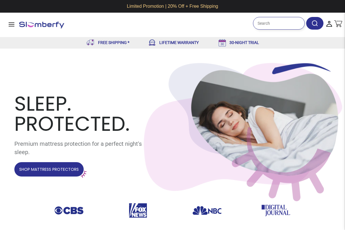 Slumberfy - Innovative Mattress Pads & Pillow Protectors homepage screenshot