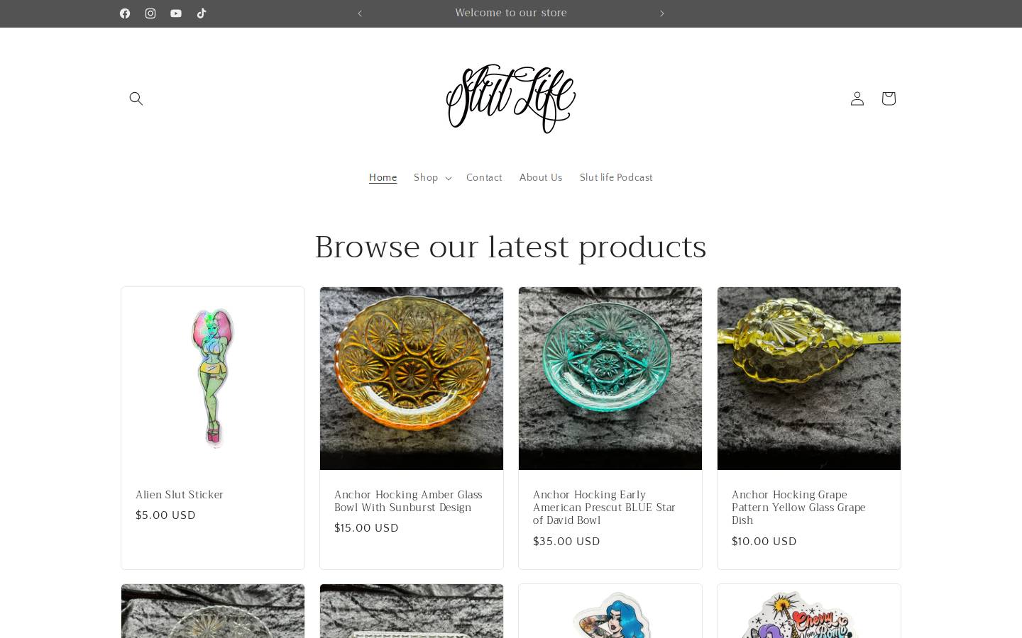 slutlifebrand.com homepage screenshot